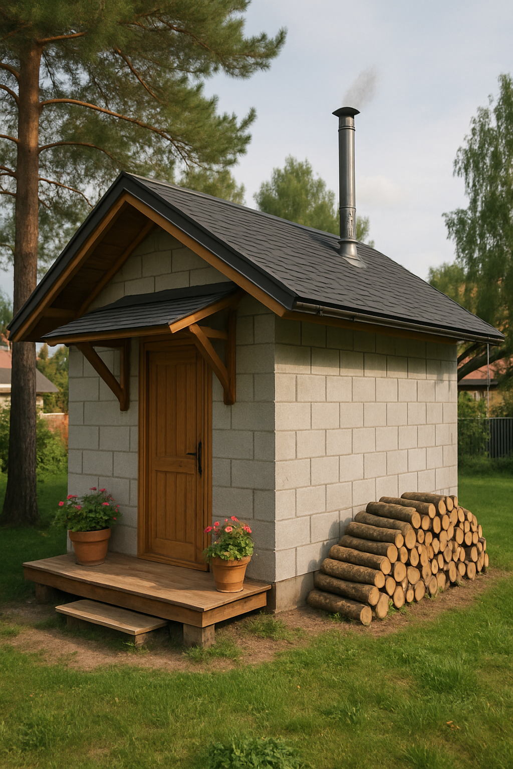 Баня из газобетона — готовый проект